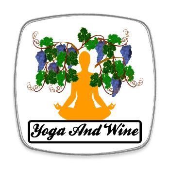 Yoga And Wine - Yoga und Wein - Viereckiger Kühlschrankmagnet - Weiß - Vorne