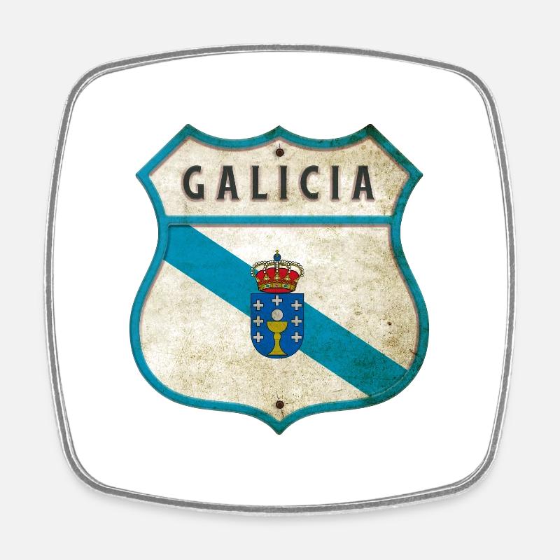 Galicien Wappen Flaggen Design - Viereckiger Kühlschrankmagnet - Weiß