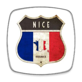 Nizza Frankreich Wappen Flaggen Design - Viereckiger Kühlschrankmagnet - Weiß - Vorne