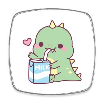 Cute Dinosaur Loves Milk - Square fridge magnet - white - Front