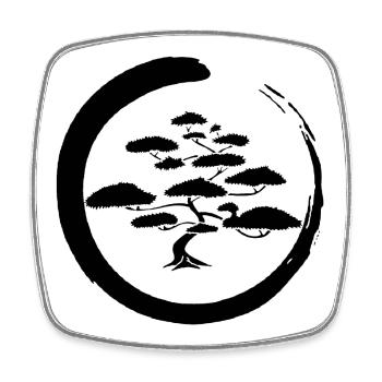 Black Japanese tree - Square fridge magnet - white - Front