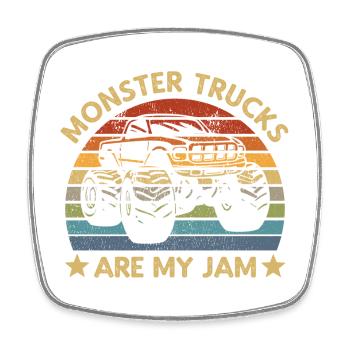 Monster Trucks Are My Jam Retro Truck Silhouette - Square fridge magnet - white - Front