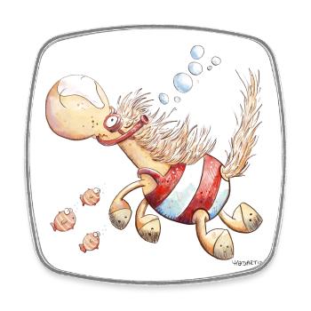 Seahorse I Wortspiel Schwimmer Pferd - Square fridge magnet - white - Front