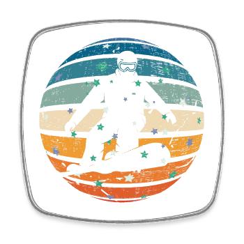 Snowboarder im Cristal Ball - Viereckiger Kühlschrankmagnet - Weiß - Vorne