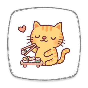 Süße Tabby Katze liebt Sushi - Viereckiger Kühlschrankmagnet - Weiß - Vorne