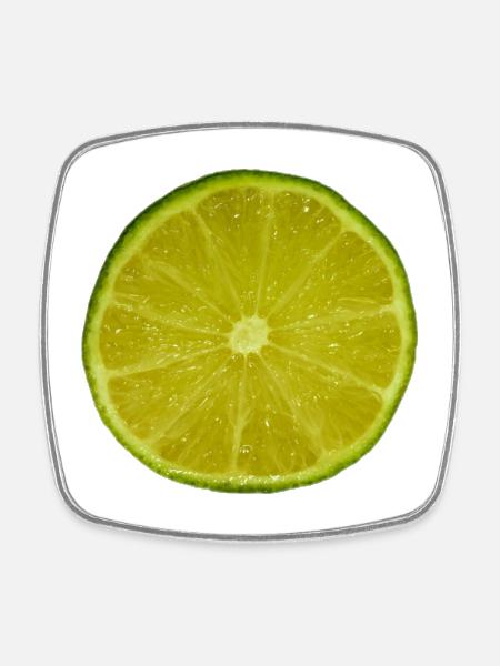 Lime Slice - Square fridge magnet - white