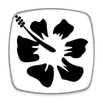 Flower Black Floral Black Blossom Blossom Hibiscus Black - Square fridge magnet - white - Front