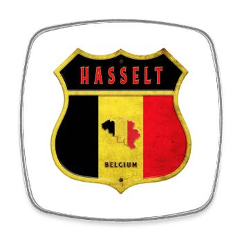 Hasselt Belgium Coat of Arms Flags Design - Square fridge magnet - white - Front