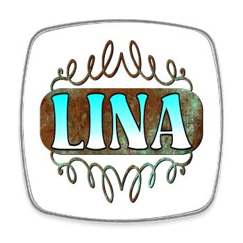 Cadeaux de nom pour la fille LINA - PRÉNOM FILLE - Magnet carré - blanc - Devant