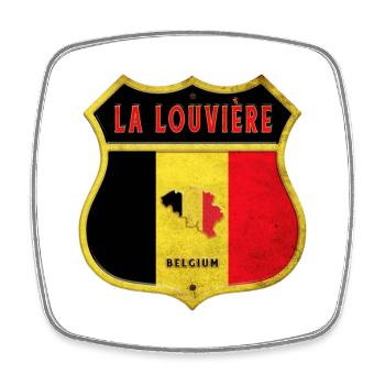 La Louvière Belgium Coat of Arms Flags Design - Square fridge magnet - white - Front