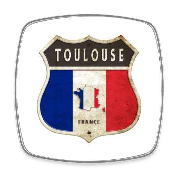 Toulouse France Armoiries Drapeaux Design - Magnet carré - blanc - Devant