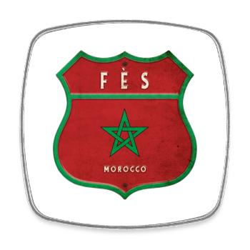 Fes Morocco Coat of Arms Flags Design - Square fridge magnet - white - Front