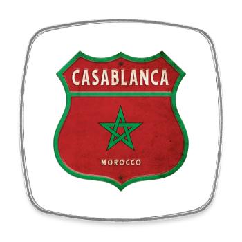 Casablanca Marokko Wappen Flaggen Design - Viereckiger Kühlschrankmagnet - Weiß - Vorne
