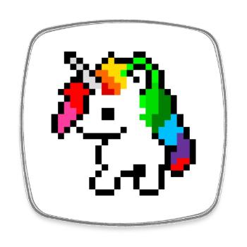 PixelEinhorn Regenbogen - Viereckiger Kühlschrankmagnet - Weiß - Vorne