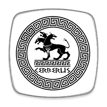 The Guardian of the Underworld (black) - Square fridge magnet - white - Front