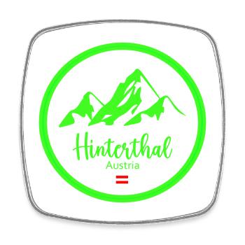 Hinterthal Alpen Neon Logo - Viereckiger Kühlschrankmagnet - Weiß - Vorne