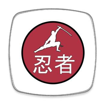 Ninja Japan Kanji Font Flag Sun Gift - Square fridge magnet - white - Front