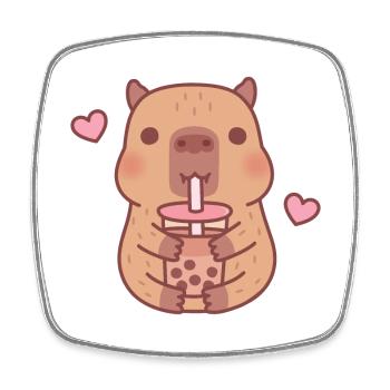 Süßes Capybara liebt Bubble Tea - Viereckiger Kühlschrankmagnet - Weiß - Vorne