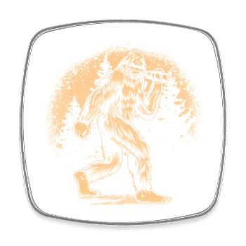 Yeti Forest Silhouette Orange - Square fridge magnet - white - Front