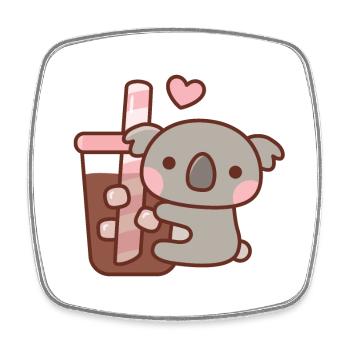 Cute Koala Bear Loves Iced Coffee - Square fridge magnet - white - Front
