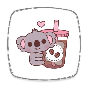Cute Koala Bear Loves Iced Coffee - Square fridge magnet - white - Front