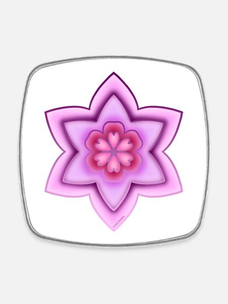 Colorful cherry blossom! By Pousse2Bambou ! - Square fridge magnet - white