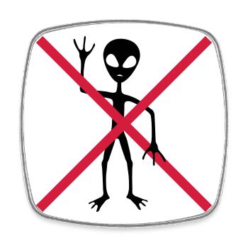 Forbidden shield of extraterrestrial visitors - Square fridge magnet - white - Front