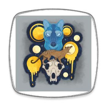 Thylacine Spirit - Mythischer tasmanischer Tigerwolf - Viereckiger Kühlschrankmagnet - Weiß - Vorne