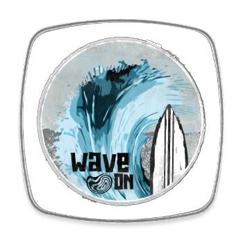 Meereswelle mit Surfboard Design - Viereckiger Kühlschrankmagnet - Weiß - Vorne