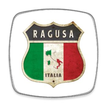 Ragusa Italien Wappen Flaggen Design - Viereckiger Kühlschrankmagnet - Weiß - Vorne