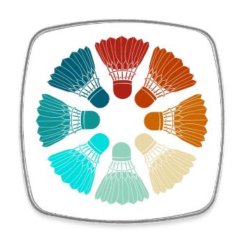 Badminton - Shuttlecocks Colorful - Square fridge magnet - white - Front