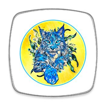 Chat lynx en liberté un chat sauvage - Magnet carré - blanc - Devant