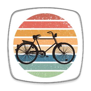 Coucher de soleil rétro à vélo - Vélo vintage - Magnet carré - blanc - Devant