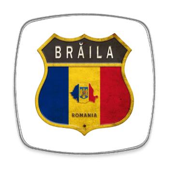 Armoiries de Brăila Romania - Magnet carré - blanc - Devant