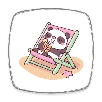 Süßer Panda Chilling On Beach Chair - Viereckiger Kühlschrankmagnet - Weiß - Vorne