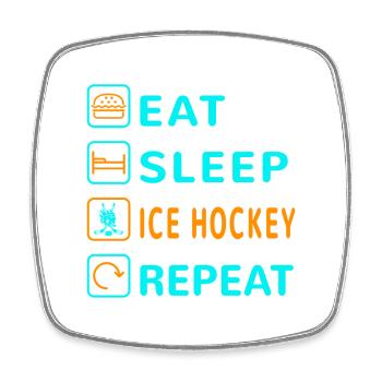Essen. Schlafen. Eishockey. Wiederholen Design - Viereckiger Kühlschrankmagnet - Weiß - Vorne