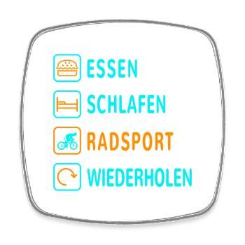 Essen. Schlafen. Radsport. Wiederholen Design - Viereckiger Kühlschrankmagnet - Weiß - Vorne