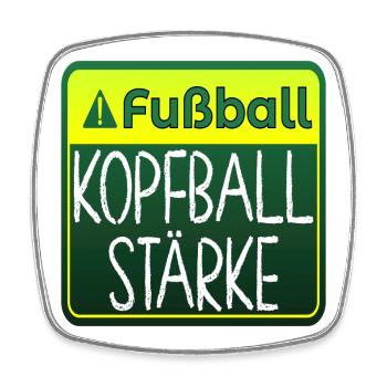 Fußball Sprüche - Kopfballstärke - Turnier - Viereckiger Kühlschrankmagnet - Weiß - Vorne