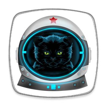 angry space cat astronaut - Square fridge magnet - white - Front