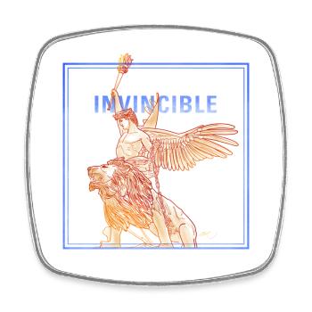Invincible Angle with Lion - Viereckiger Kühlschrankmagnet - Weiß - Vorne