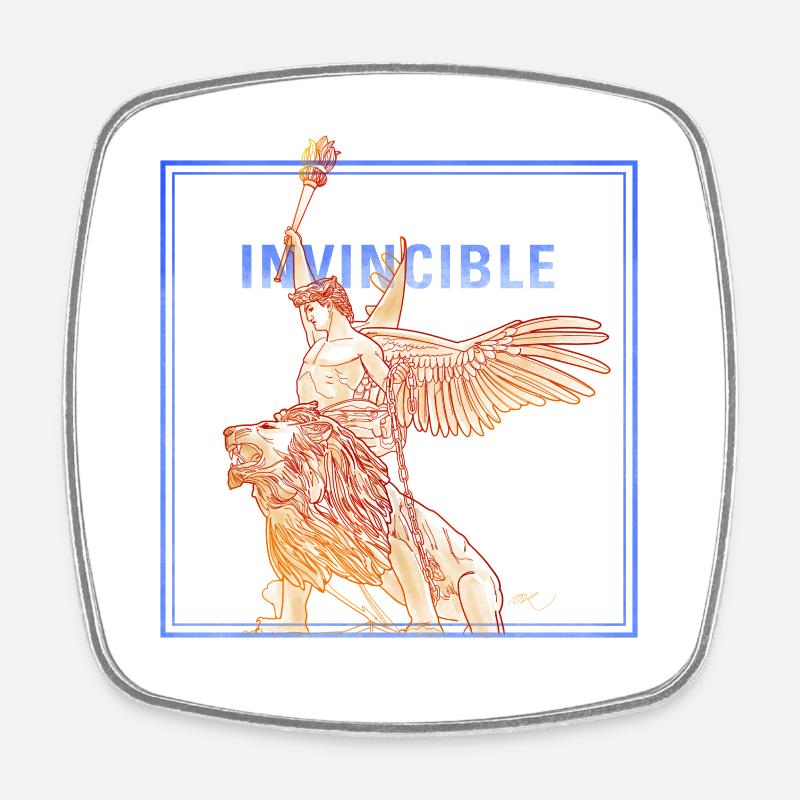 Invincible Angle with Lion - Viereckiger Kühlschrankmagnet - Weiß