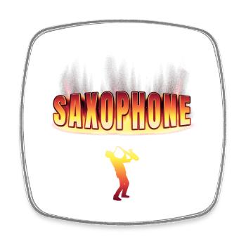 conception de saxophone - Magnet carré - blanc - Devant