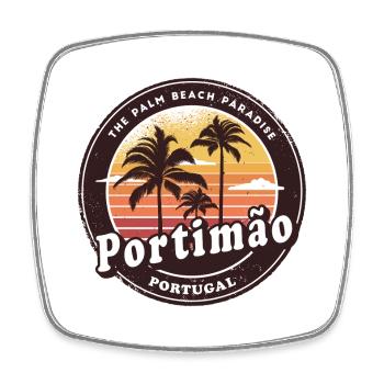 Portimão Portugal Strand Design - Viereckiger Kühlschrankmagnet - Weiß - Vorne