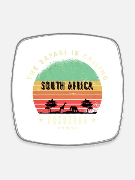 Gqeberha South Africa safari design - Square fridge magnet - white