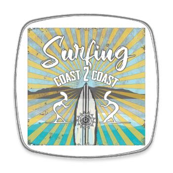 Surf Theme Coast 2 Coast Vintage Design - Square fridge magnet - white - Front