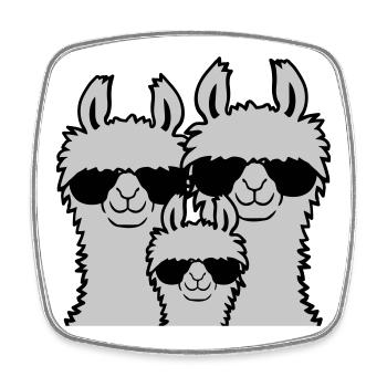 Lama Famille Parents Enfant - Magnet carré - blanc - Devant