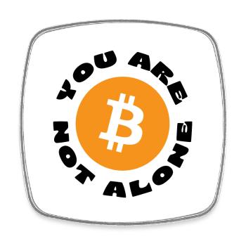 Bitcoin Symbol "You Are Not Alone" - Viereckiger Kühlschrankmagnet - Weiß - Vorne