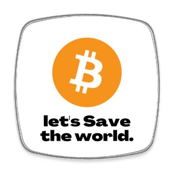 Emblème Bitcoin sur un cercle orange vif - Magnet carré - blanc - Devant