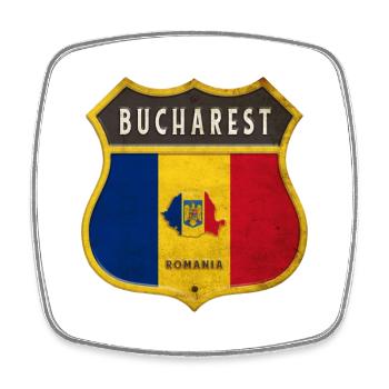Bukarest Rumänien Wappen Design - Viereckiger Kühlschrankmagnet - Weiß - Vorne