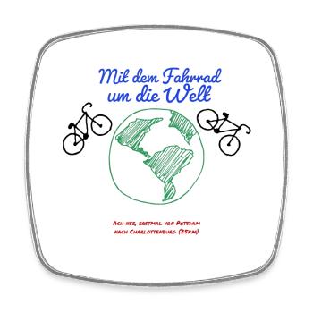 Mit dem Fahrrad um die Welt - Viereckiger Kühlschrankmagnet - Weiß - Vorne